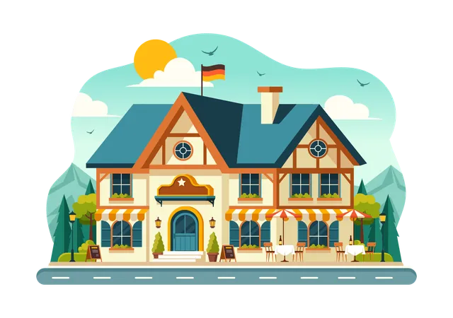 German Food Restaurant  Illustration