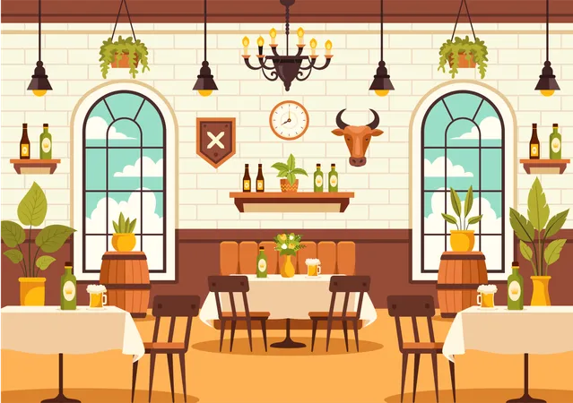 German Food Restaurant  Illustration