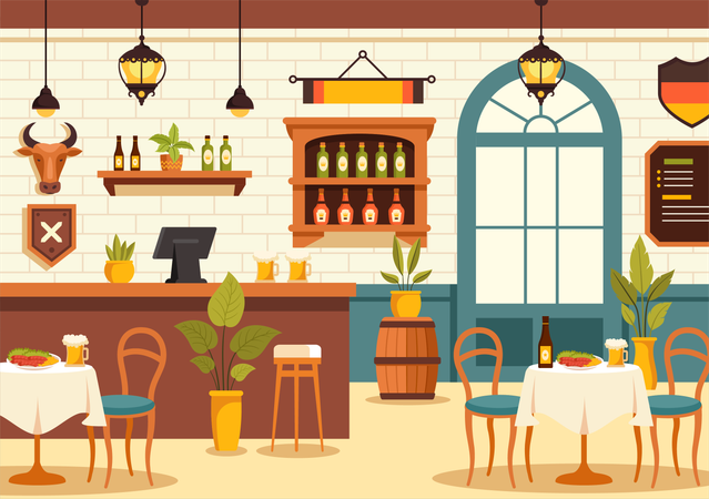 German Food Restaurant  Illustration