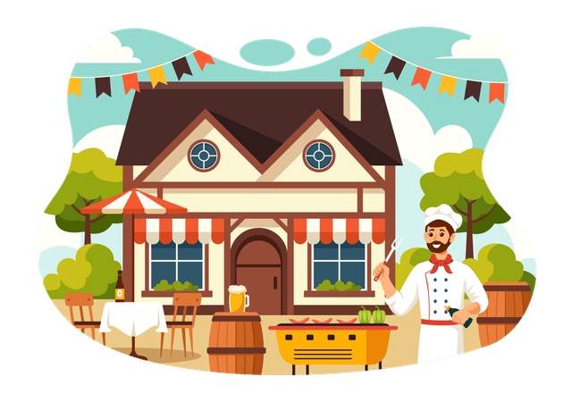 German Food Restaurant  Illustration