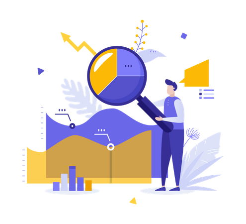 Geschäftsmann macht Datenanalyse  Illustration