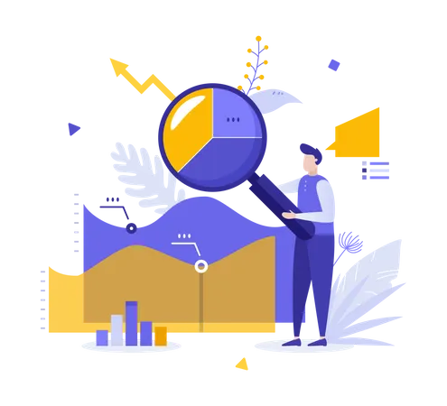 Geschäftsmann macht Datenanalyse  Illustration