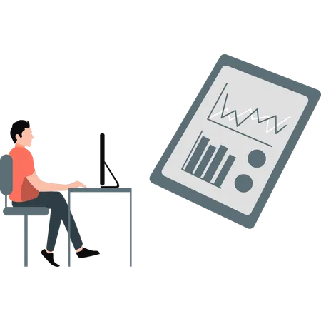 Geschäftsmann sucht nach Analysediagramm  Illustration