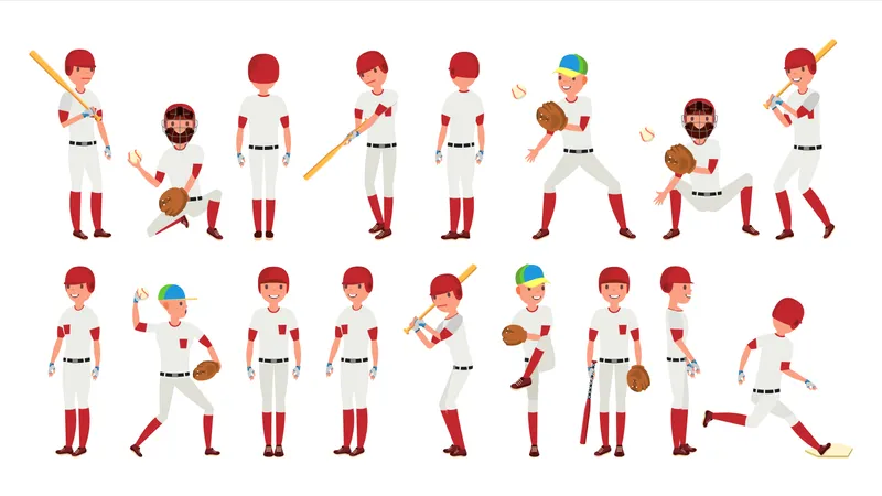 Gestes du joueur de baseball professionnel  Illustration