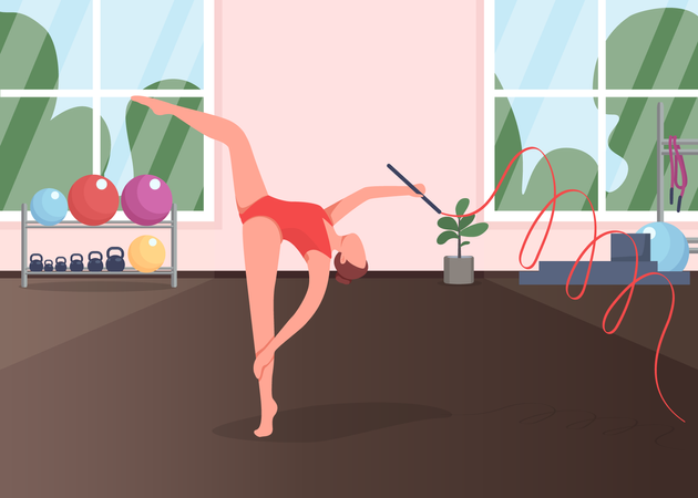 Gimnasta en estudio  Ilustración