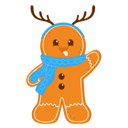 Gingerbread Wearing Deer Headband  Illustration