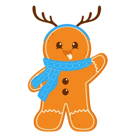 Gingerbread Wearing Deer Headband  Illustration