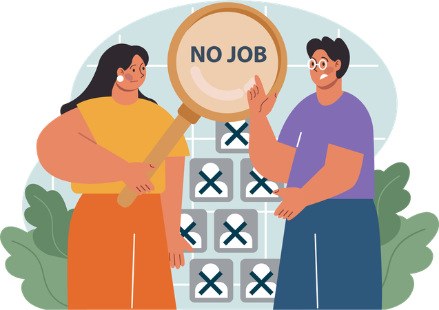 Girl and man having no job  Illustration