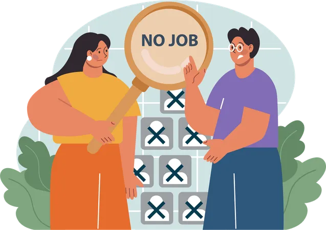 Girl and man having no job  Illustration