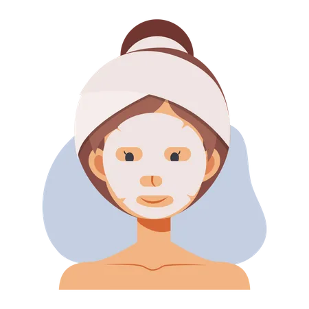 Girl applying face mask  Illustration