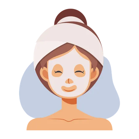 Girl applying face mask  Illustration