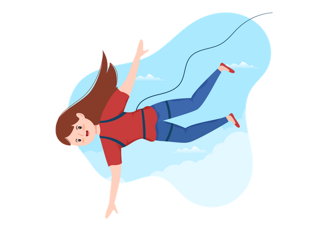 Girl Bungee Jumping  Illustration