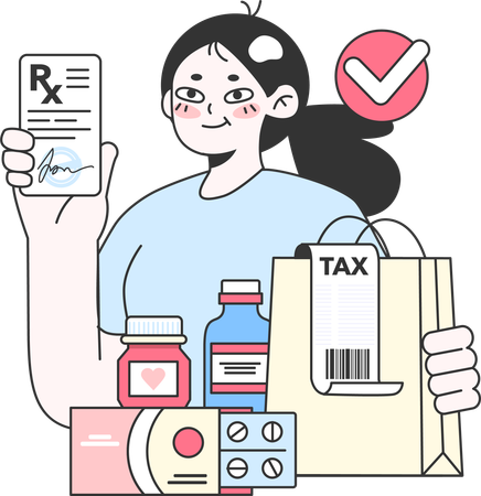 Girl buying medicine  Illustration