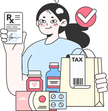 Girl buying medicine  Illustration