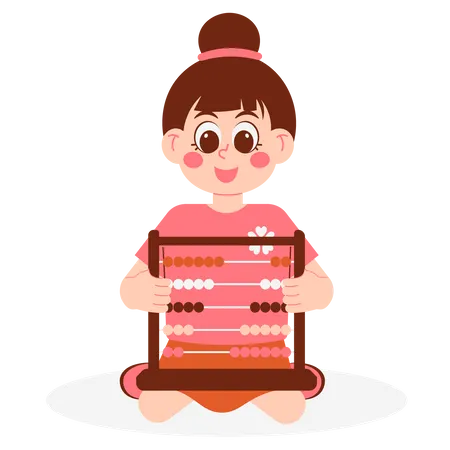 Girl child doing Counting Practice  Illustration