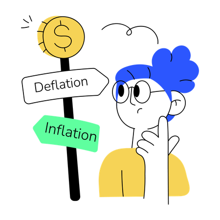 Girl confused between deflation and inflation  Illustration