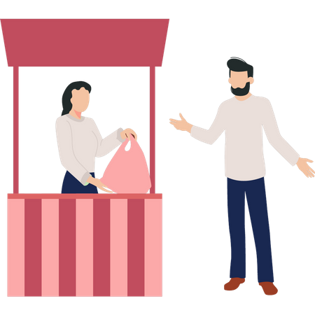 Girl distributing donation bags  Illustration