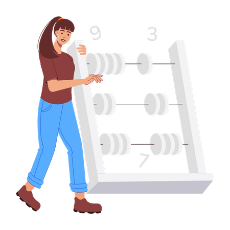 Girl doing abacus calculation  Illustration