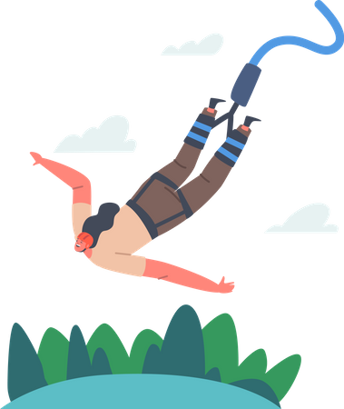 Girl doing Bungee Jumping  Illustration