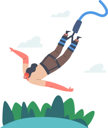 Girl doing Bungee Jumping  Illustration