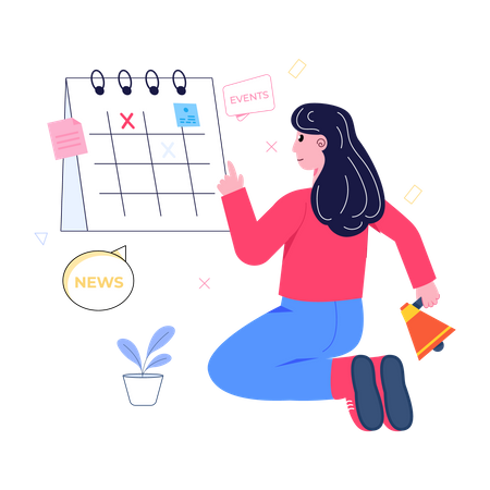 Girl doing calendar management  Illustration