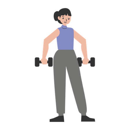 Girl doing dumbbell exercise  Illustration