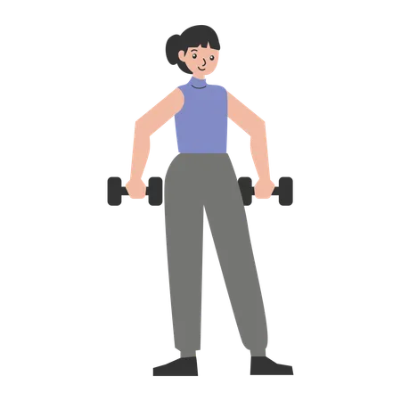 Girl doing dumbbell exercise  Illustration