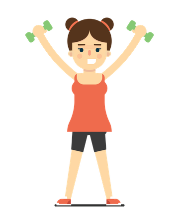 Girl Doing Dumbbell Exercise  Illustration