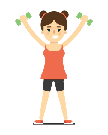 Girl Doing Dumbbell Exercise  Illustration