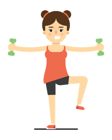 Girl Doing Dumbbell Exercise  Illustration