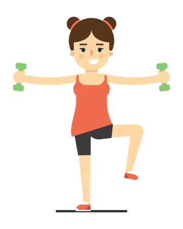 Girl Doing Dumbbell Exercise  Illustration