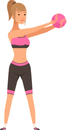 Girl doing exercise with gym ball  Illustration