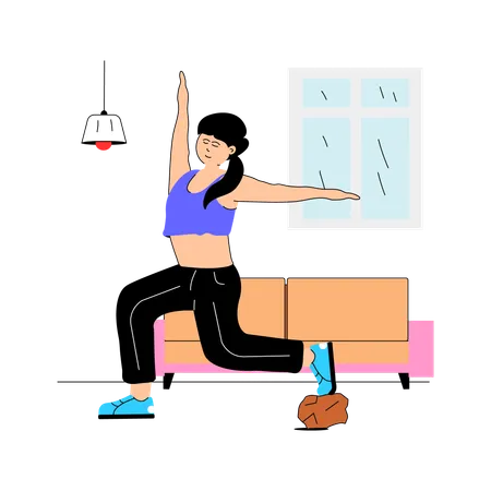 Girl doing fitness exercise at home  Illustration