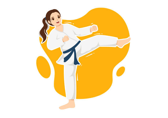 Girl doing karate  イラスト