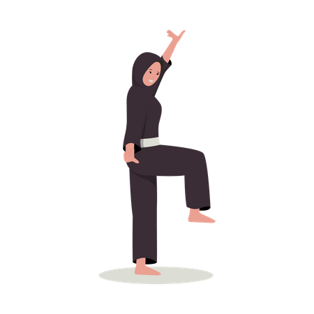 Girl doing karate  イラスト