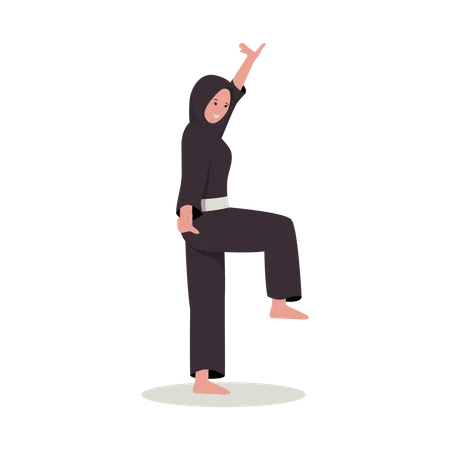 Girl doing karate  イラスト