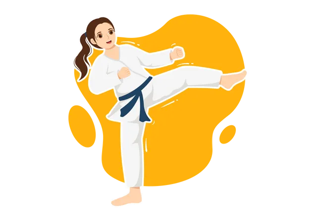 Girl doing karate  Illustration