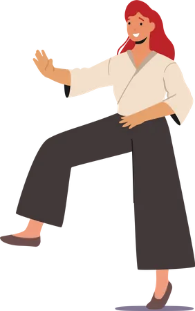 Girl doing karate practis  Illustration