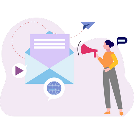 Girl doing mail marketing  Illustration