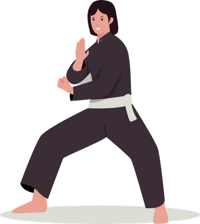 Girl doing Martial art  Illustration