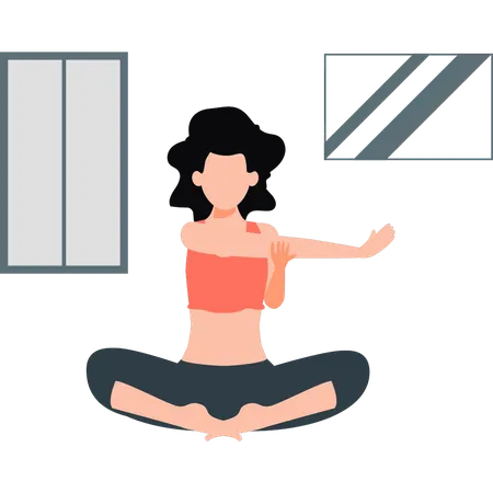 Girl doing morning exercise  Illustration