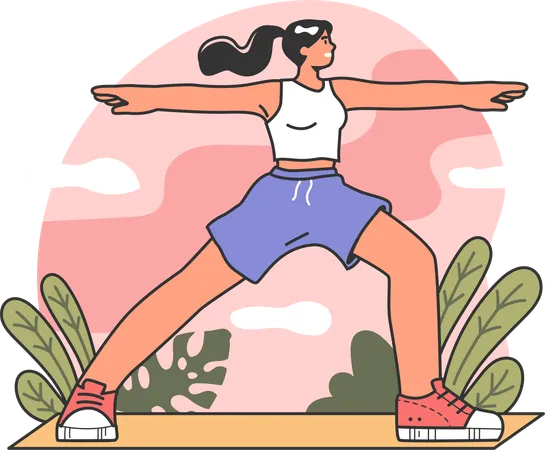 Girl doing morning exercise  Illustration