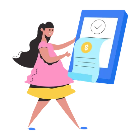 Girl doing Online Payment  Illustration