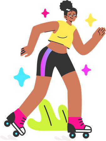 Girl doing roller skating  Illustration