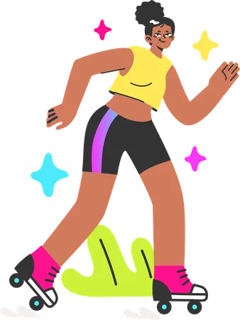 Girl doing roller skating  Illustration