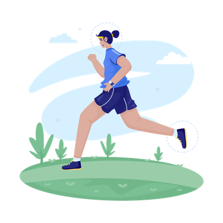 Girl doing Routine running  Illustration