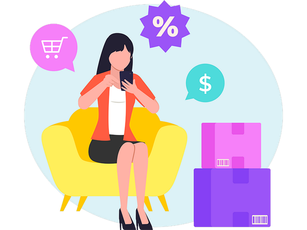 Girl doing shopping during offer  Illustration