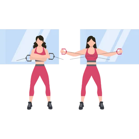 Girl doing stretching exercise  Illustration