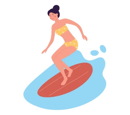 Girl doing surfing  일러스트레이션