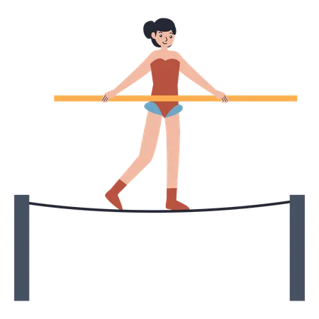 Girl doing Tightrope Walker  Illustration